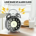 thumbnail image 7 of Super Loud Alarm Clock for Heavy Sleepers, 4 inches Twin Bell Alarm Clock with Backlight, Silent Non-Ticking & Luminous dial, Digital Alarm Clocks for Kids, Adults, Bedrooms, Silver, 7 of 7