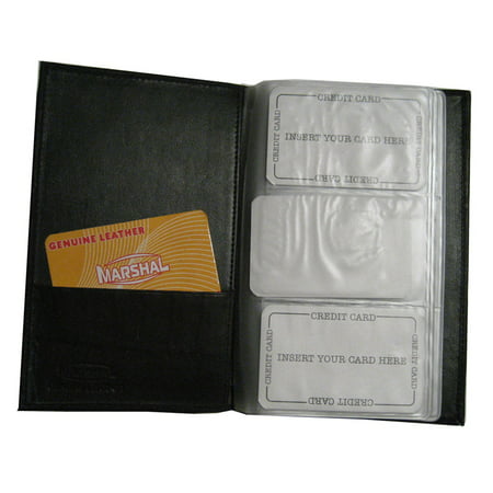 Genuine Leather Business Card Holder Organizer 120 Black Book Wallet Case New !! - 0