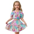 thumbnail image 2 of Hienoo Toddler Girls Summer Outfits Colorful Off Shoulder Crop Top Skirt Set, Sizes 3-4T, 2 of 8