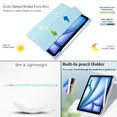 thumbnail image 6 of Allytechgroup Stand Case for iPad Air 11 inch M3 (2025) with Pencil Holder Clear Transparent Back & Soft TPU Shockproof Frame Cover [Auto Sleep/Wake] Smart Lightweight Trifold Shell, Skyblue, 6 of 9