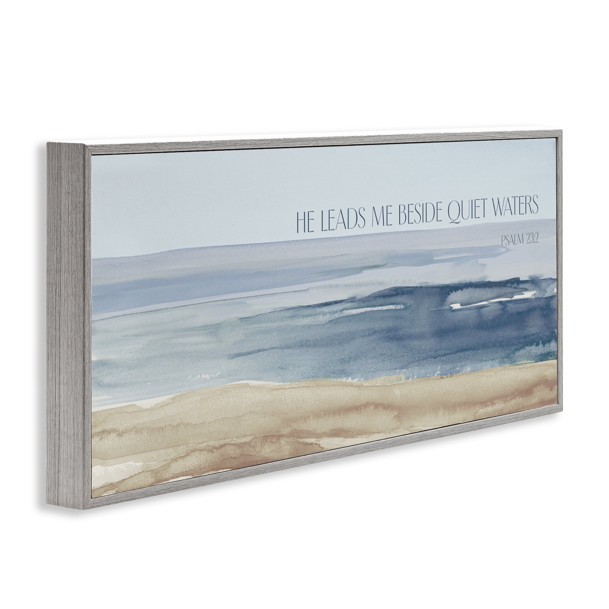 Stupell Industries He Leads Me Quiet Waters Gray Framed Giclee Art, design by Lanie Loreth