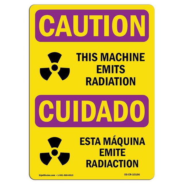 SignMission OS-CR-A-1824-L-10166 18 x 24 in. OSHA Caution Radiation Sign - Emits Radiation Bilingual