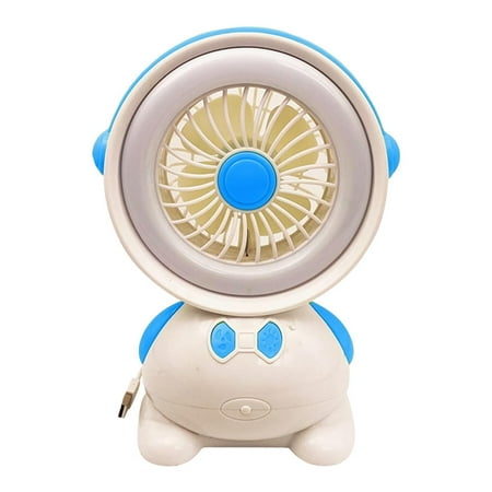 

Etuzhy Desktop Fan With Lights Portable Small Desk Table LED Enclosed Fan Light With 3 Colors Personal Fan For Bedroom Home