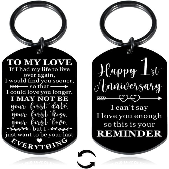 1 Year Anniversary Boyfriend Gifts for Girlfriend Couple I Love You Gifts Keychain for Him Her 1st Wedding Anniversary Keyring Keepsake Valentines Gifts for Women Men Husband Birthday Gifts from Wife