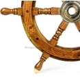 thumbnail image 2 of Nagina International Deluxe Pirate's Handcrafted Premium Nautical Ship Wheels With A Northern Brass Cap | Home Wall Decor Sculpture Accent (18 Inches, Rosewood), 2 of 4