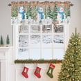 thumbnail image 4 of Merry Christmas Valances for Windows, 54 x 18in, Blue Snowman Xmas Tree Deer Snowflake Wood Grain Rod Pocket Kitchen Valance Curtain Light Filtering Window Treatments for Living Room Bedroom, 1 Panel, 4 of 7