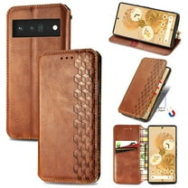 Allytech Flip Wallet Case for Google Pixel 8, Premium PU Leather Luxury Case with Kickstand & Card Slots, Strong Magnetic Closure Inner Soft TPU Shockproof Protective Case for Women Men - Brown