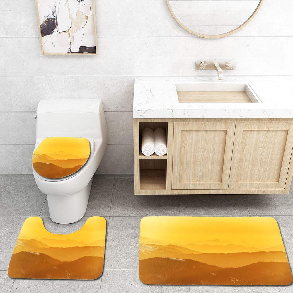 Bathroom Rugs Set Bath Rug Contour Mat, Orange Bathroom Rugs