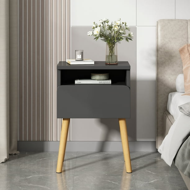 JAXPETY Upgrading MidCentury Modern 1 Drawer Nightstand Sofa Side