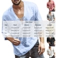 thumbnail image 5 of Men's Long Sleeve Cotton Linen Shirts Lace Up Solid Color Mid Sleeve Fashion Casual Shirts Casual Summer Beach T Shirts, 5 of 5