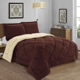 thumbnail image 2 of Elegant Comfort Reversible Down Alternative Comforter Set, Soft Microfiber All-Season Bedding, Lightweight Wrinkle & Fade Resistant Comforter,King/Cal King, Brown/Cream, 2 of 4