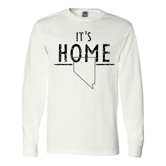 Inktastic It's Home- State of Nevada Outline Distressed Text Long Sleeve T-Shirt