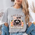 thumbnail image 4 of Jollimate Just a Girl Who Loves Raccoons T-Shirt, Cute Floral Coquette Bow Graphic Tee, Women's Shirt, 4 of 6