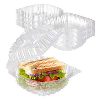 Clear Plastic Hinged Food containers - Sturdy Disposable Bakery Lid Cookie  Container Boxes - 7”x 6”x2” (40)