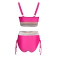 thumbnail image 5 of MKLEKYY Trajes De Baño Completo Mujer Women High Waisted Bikini Sets Swimsuits Color Block Two Piece Drawstring Bathing Suit, 5 of 5