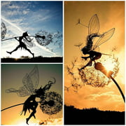 Angmile Fairies Garden Sculpture, Fairies and Dandelions Dance Together Decoration, Pixies Miniatures Fairies and Dandelion Dance Together Figurines Decor Indoor Outdoor Lawn Pathway Patio Ornaments