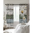 thumbnail image 4 of White Green Blue Blackout Curtains for Bedroom Living Room Darkening Curtains 96 Inches Long Vintage Wooden Rustic White Daisy Floral Window Curtain 2 Panels Set Window Treatment Drapes 52"x96", 4 of 9