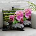 thumbnail image 3 of Orinice Orchid Bamboo Rocks Graphic Decorative Throw Pillow Cover Aesthetic Decorative Short Plush 1PC 12x12in, 3 of 5