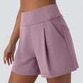 thumbnail image 6 of Miluxas Women's High Waisted Pleated Shorts Lightweight Flowy Casual Wide Leg Shorts with Pockets Comfy Summer Shorts for Yoga Workout Pink, 6 of 7