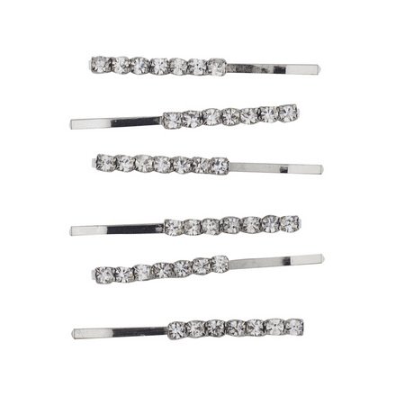 Lux Accessories SilverTone Rhinestone Crystal Metal Bobby Pin Hair Clip Set 6pc