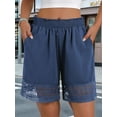 thumbnail image 4 of Women'S Casual Elastic Waist Lounge Shorts Comfy Lace Trim Summer Beach Linen Ruffle Shorts M, 4 of 9