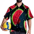 thumbnail image 4 of Watermelon Men's Casual Poplin Button Down Short Sleeve Shirts for Summer Beach - Unisex, 4 of 6