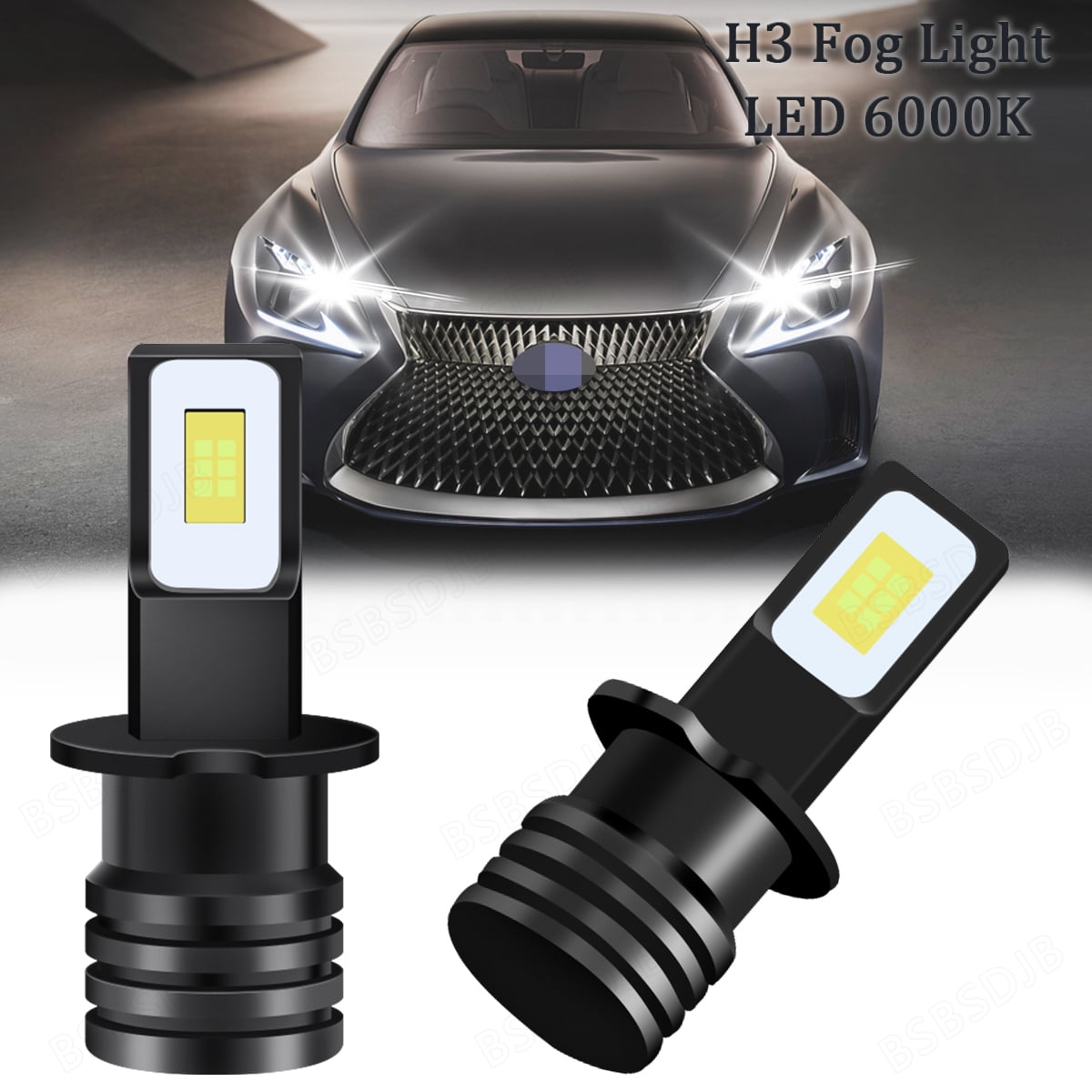 For Lexus GX470 20032009 H3 LED Fog Light Bulbs Kit 6000K Bright White