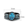 thumbnail image 2 of 2.65 Ct Sea Blue Cz Halo Gray Stainless Steel Wedding Ring Set Women's Size 6, 2 of 7