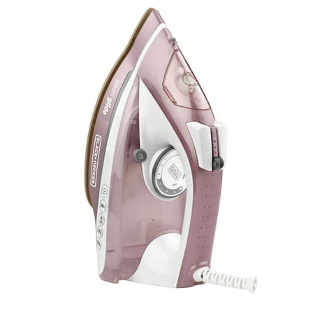 BLACK DECKER Pearl Glide Steam Iron for Clothes, 1200W, Durable Pearl-Infused Ceramic Soleplate, Vertical Steaming, Anti-Drip, Auto Clean, Rose