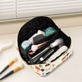 thumbnail image 2 of FORMRS Makeup Bag Travel Cosmetic Organizer for Women Fold Flat Zipper Pouch with Handle, Minimalist Geometric Pattern, 2 of 8