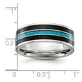 thumbnail image 2 of Titanium Polished With Simulated Turquoise Black Star Sandstone Inlay 8mm Band Size 11.5 Ring for Women and Men, 2 of 2