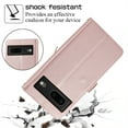 thumbnail image 4 of ELEHOLD Leather Wallet Case for Google Pixel 6 with Zipper Card Wallet Pocket Magnetic Buckle Stand Function Detachable Crossbody Metal Chain Strap Lanyard Shockproof Case,rosegold, 4 of 8