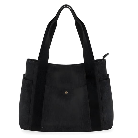 AOMRCOL Women'S Canvas Tote Bag with Zipper Closure Casual Shoulder Bag for Shopping Travel, Black