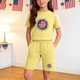 thumbnail image 2 of 4th of July Unisex Yellow 2 Piece Shorts Set for Kids Boys Girls Patriotic USA Flag Print Summer Outfit Size 100-160,Size 4 T, 2 of 9