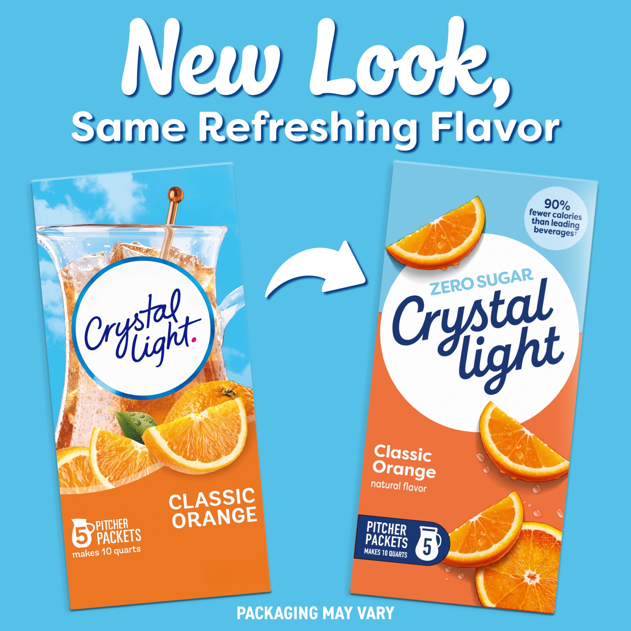 Crystal Light Drink Mix, 5 Pitcher Packets, for Flavorful Hydration and Shareable Refreshment, Classic Orange Natural Flavor, Zero Sugar, Low Calorie, 2.5 oz