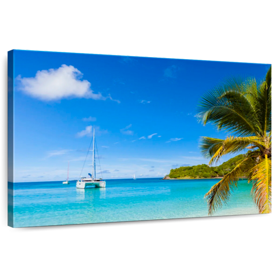 Elephant Stock Salt Whistle Bay Seascape Wall Art - Horizontal Canvas Wall Art - Living Room Wall Decor - Beach Canvas - Blue And Green Decor - 12" x 8"