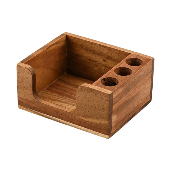 QSTDGVPW Acacia Wood Sticky Note Holder Memo Pad Holder for Desk Home Office Supplies