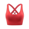 thumbnail image 2 of Womens Sports Bras Yoga Solid Sleeveless Cold Shoulder Casual Tanks Blouse Tops Intimates Sports Bras for Women Red S, 2 of 5
