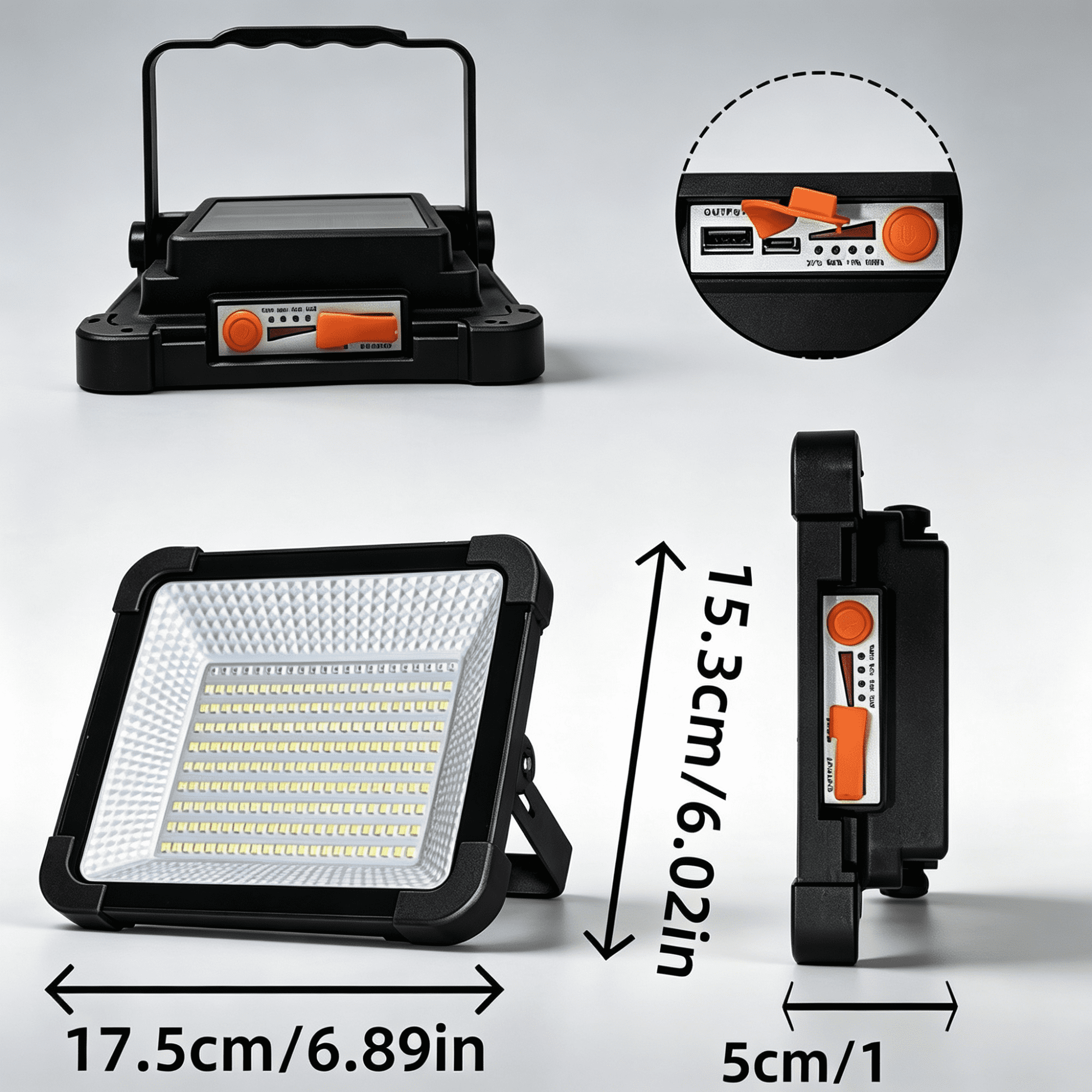 Portable LED Work Solar Light with Stepless Brightness Job Site Battery Rechargeable LED Floor Light for Emergency Worklight for Hurricane Daily Gift