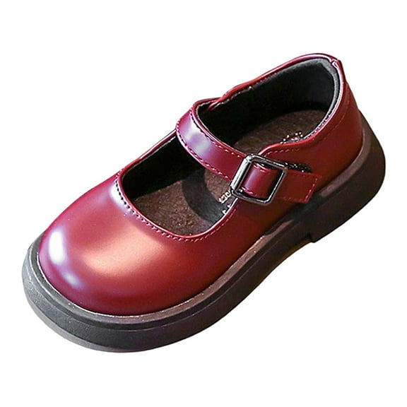Big Fashion Spring Fall Seasons Casual Shoes Girls Thick Sole On Buckle Solid Color Clothing Red Size 9-9.5