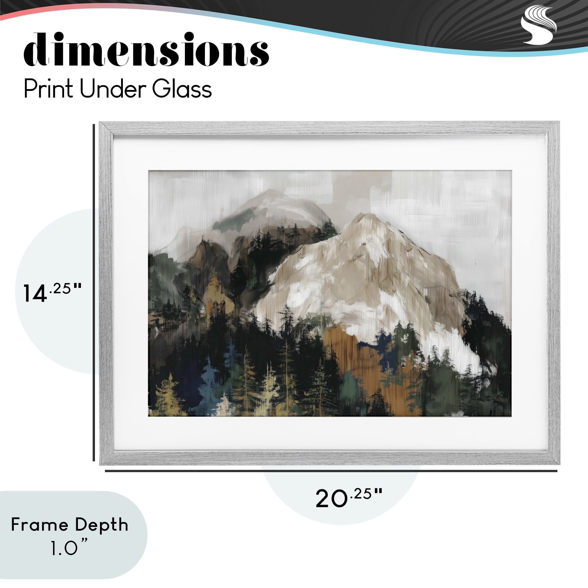 Stupell Industries Rugged Mountain Peaks Gray Framed Print Under Glass, design by Chromatic Storm Studio