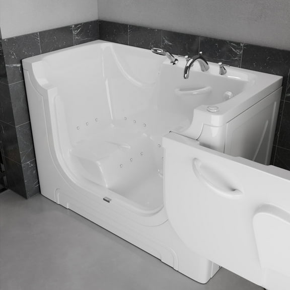 Meditub Collection 30 in. L x 60 in. W Right Side Drain Air Jetted Bathtub in White with Aroma and Chroma Therapy