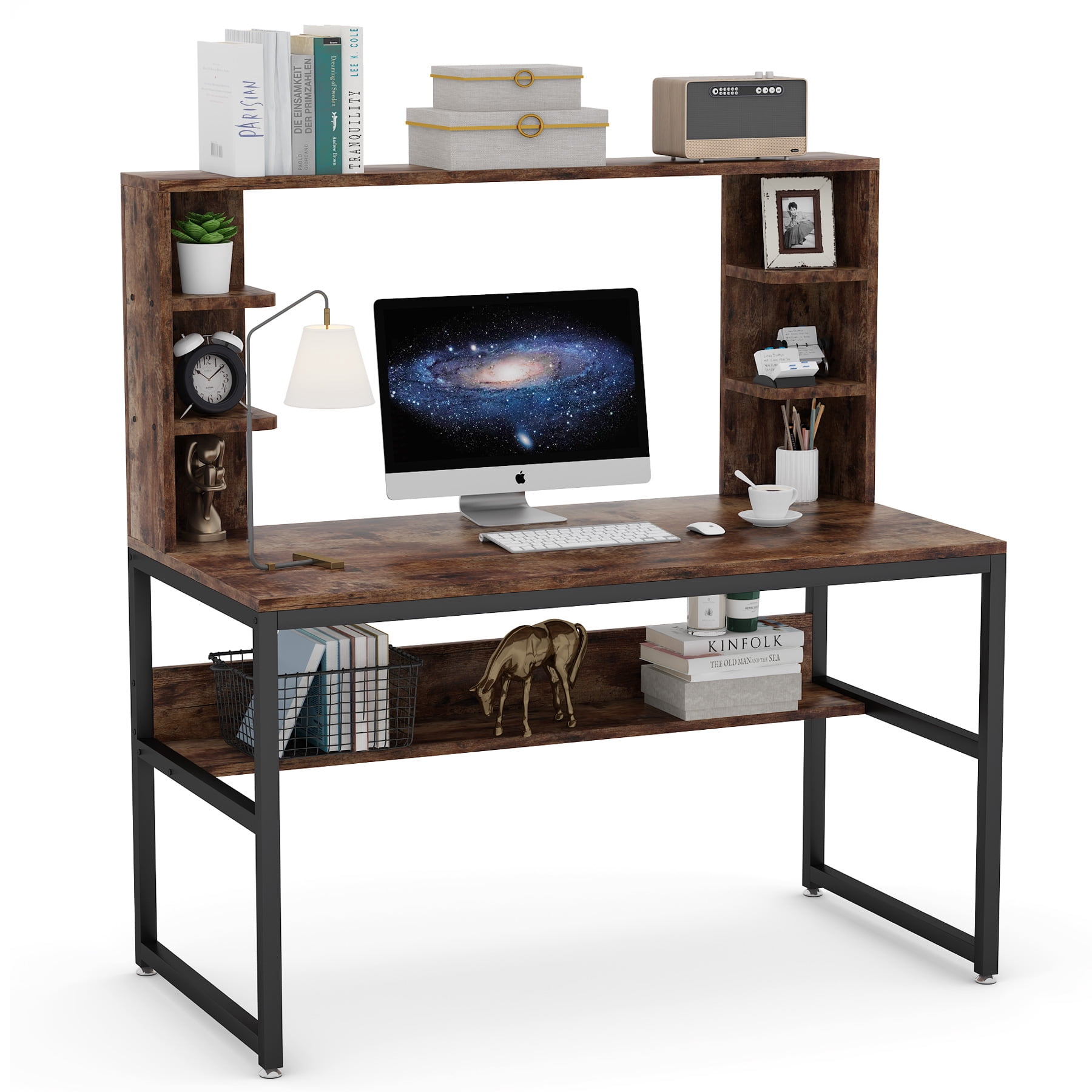 Tribesigns 47 Inches Computer Desk With Hutch Modern Writing Desk With