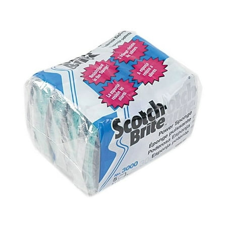 Scotch-Brite 3000CC Power Sponge, Teal, 2 7/8 x 4 1/2, 5/Pack