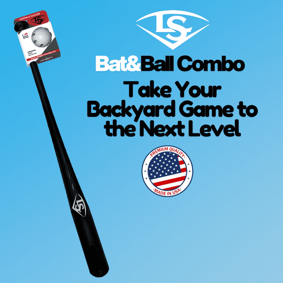 Louisville Slugger Ultimate Plastic Bat and Ball Combo – 34" Replica Bat with Authentic Wood Look, Safe Backyard Baseball Set for Kids & Adults
