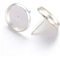 thumbnail image 2 of 20pcs 12mm Silver Color Plated Blank Bezel Earring Settings Flat Round Tray Post Ear Studs, 2 of 3