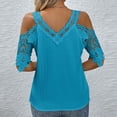 thumbnail image 5 of Raeneomay Off the Shoulder Tops for Women Women's New V-Neck Lace Lace Short Sleeved Top T-Shirt, 5 of 6