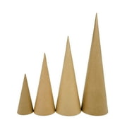 Paper Mache Cone Open Bottom Variety Pack Set of 4 - 17.87x5, 13.75x5, 10.63x4, 7x3 in.