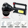 thumbnail image 5 of Rechargeable Spotlight Flashlights High Lumens, 90000 Lumens Super Bright LED Searchlight Flashlight with Tripod and USB Output, IPX5 Waterproof, for Emergencies, Fishing, Hiking, Camping, 5 of 7
