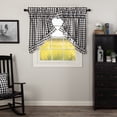 thumbnail image 5 of VHC Brands Annie Buffalo Check Cotton Farmhouse Kitchen Curtains Rod Pocket Drawstring Ties Ruffling Prairie Swag Pair, Black Country, 5 of 7